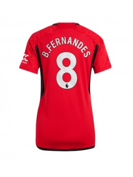 Billige Manchester United Bruno Fernandes #8 Hjemmedrakt Dame 2023-24 Kortermet